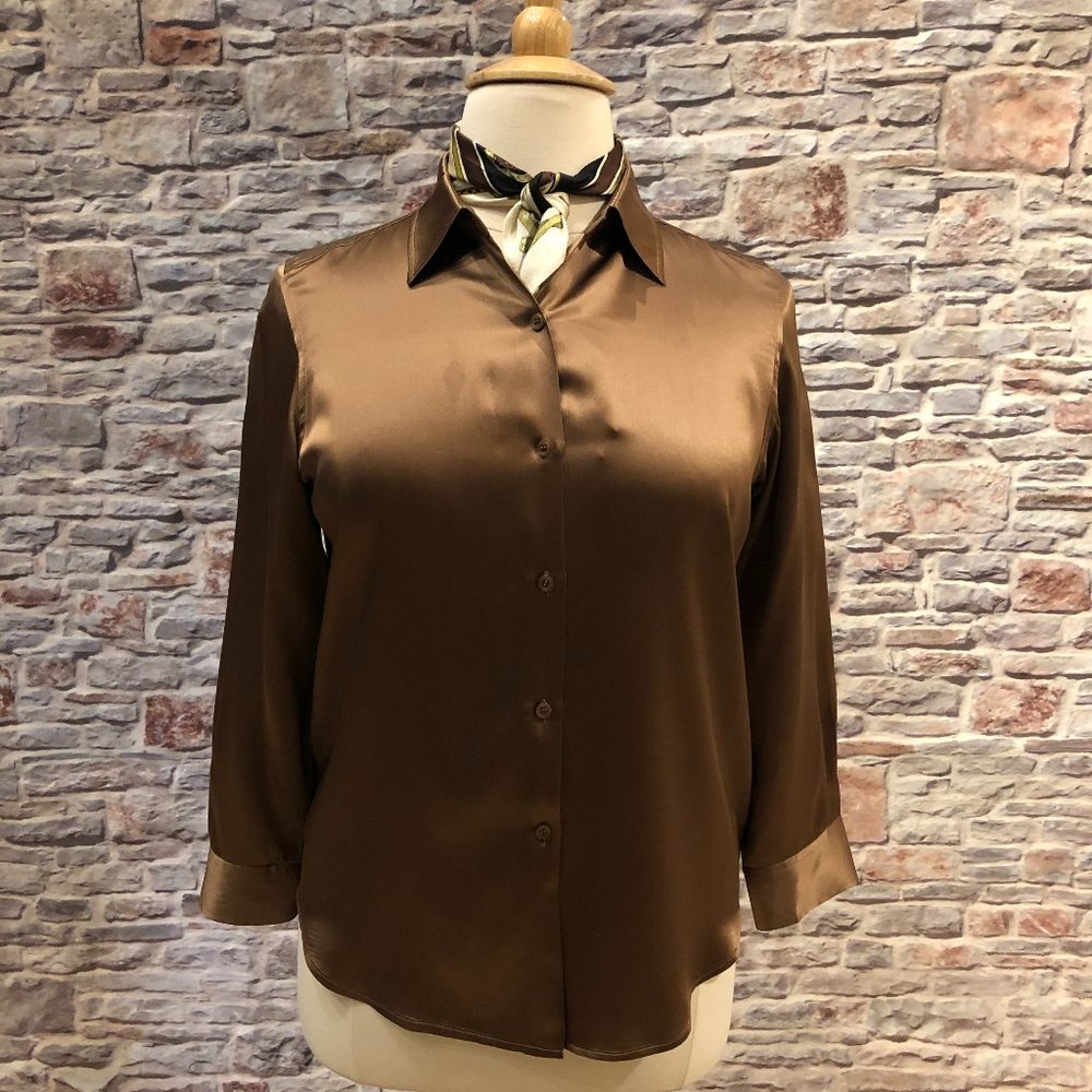 100% Silk Satin DKNY Blouse